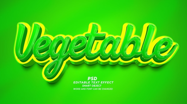 Vegetable 3d editable text effect photoshop style