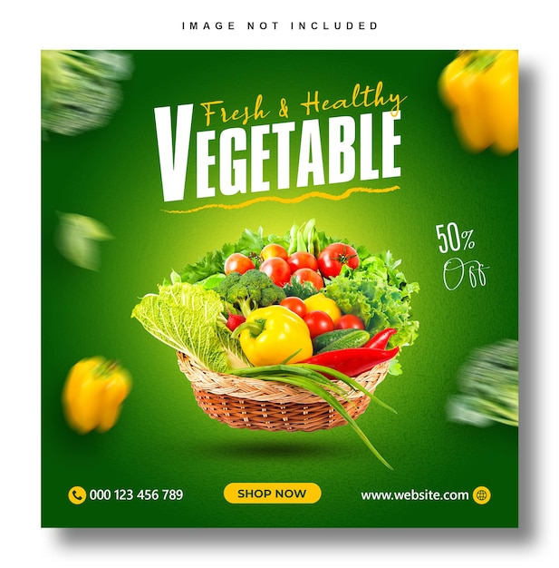 Vegetable banner social media flyer design template