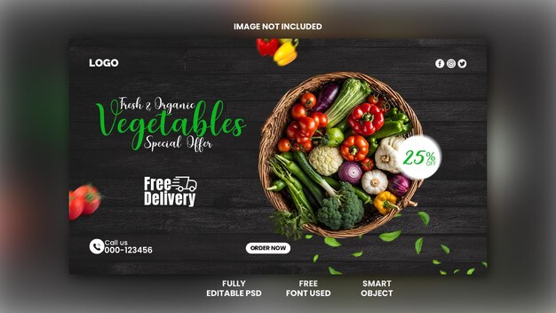 PSD vegetable facebook cover or web banner template