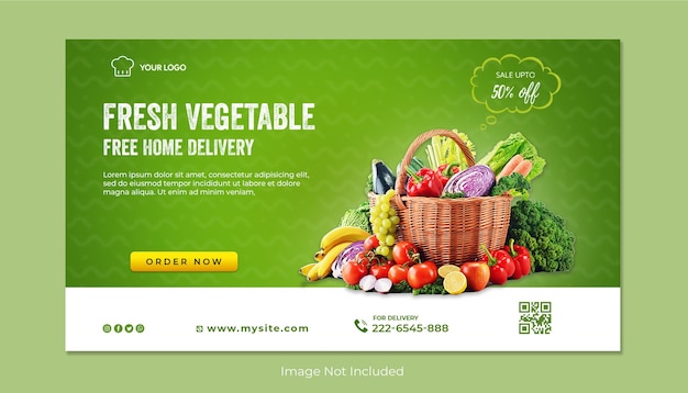 Vegetable and fruit grocery delivery social media banner template Premium Psd