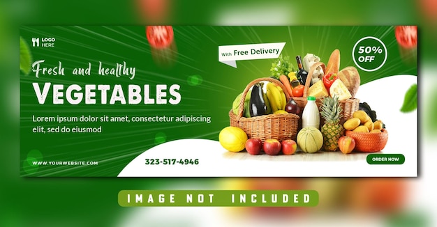 Vegetable and fruit grocery delivery social media instagram cover template