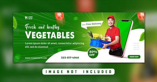 Vegetable and fruit grocery delivery social media instagram cover template