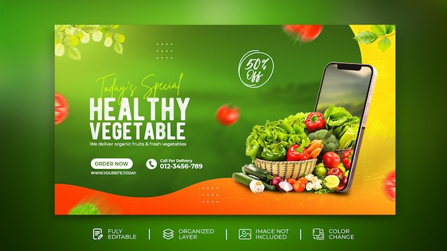 Vegetable and grocery delivery promotion Instagram social media post template  Psd