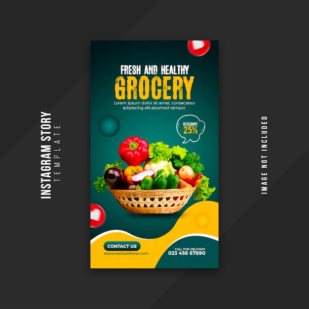 Vegetable and grocery social media story design template