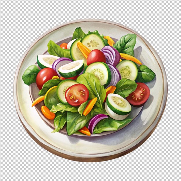 PSD a vegetable salad on plate on white background