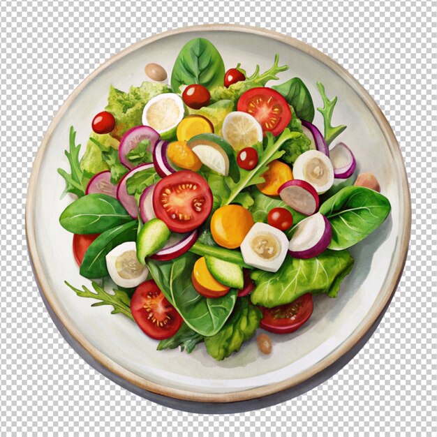 PSD a vegetable salad on plate on white background