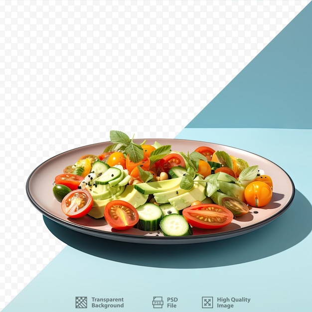 PSD vegetable salad on transparent background plate