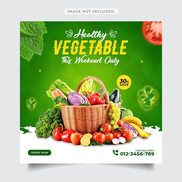 Vegetable social media promotion and instagram banner post design template