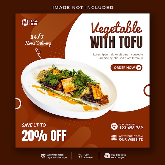 Vegetable with tofu social media banner template