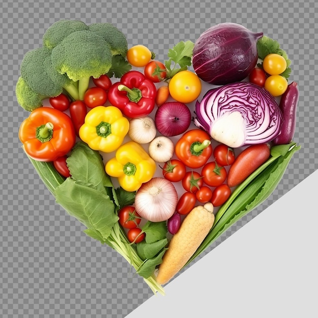 Vegetables in heart shape png isolated on transparent background