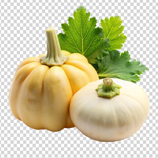 Vegetables including a squash a pumpkin and a white gourd on transparent background