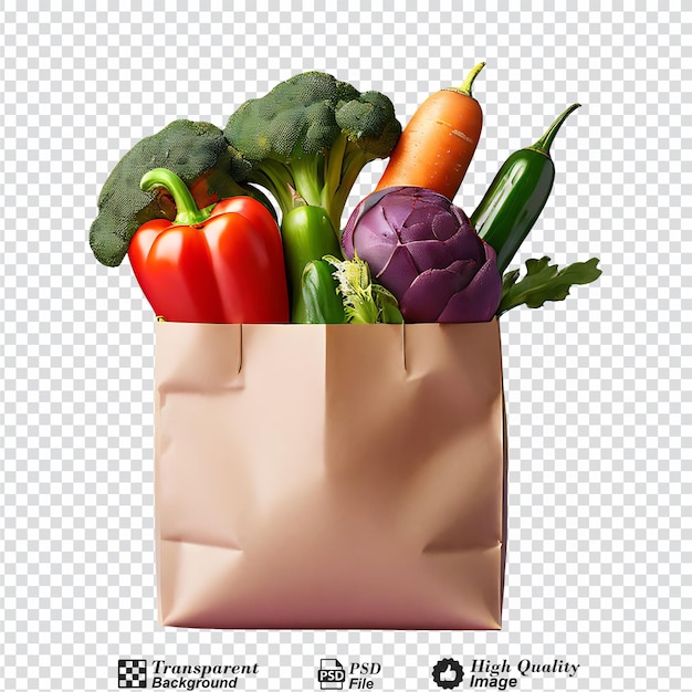 vegetables in a paper bag isolated on transparent background