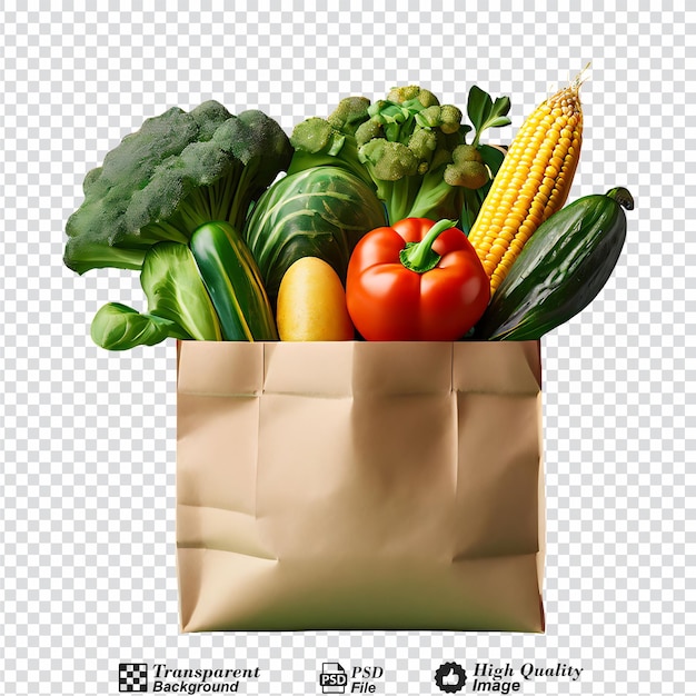 vegetables in a paper bag isolated on transparent background