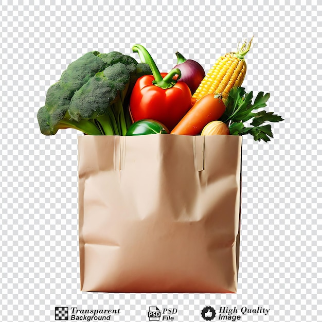 vegetables in a paper bag isolated on transparent background