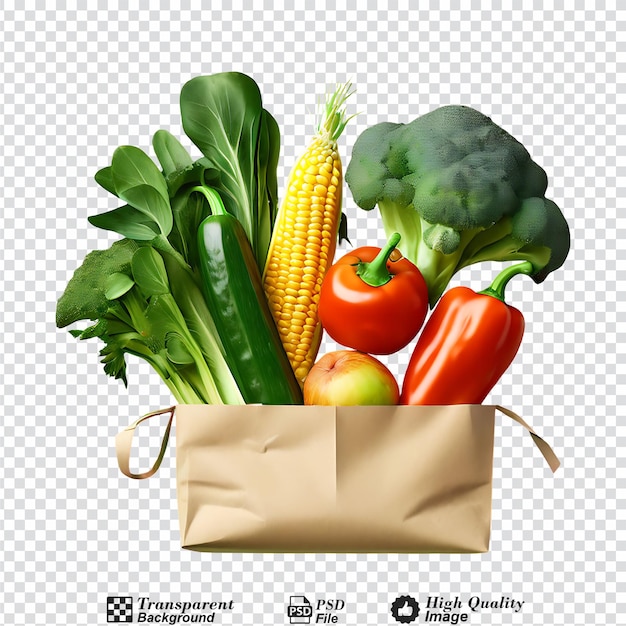 vegetables in a paper bag isolated on transparent background