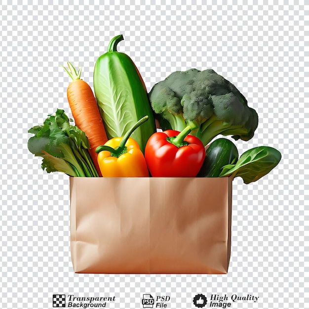 vegetables in a paper bag isolated on transparent background