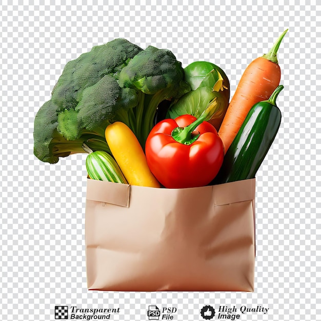 vegetables in a paper bag isolated on transparent background