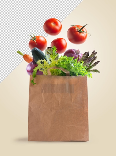 Vegetables in recyclable paper bag 