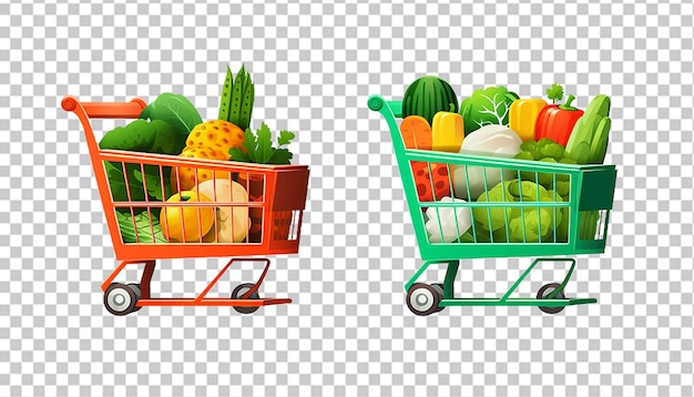 vegetables shopping realistic concept with shopping cart and goods