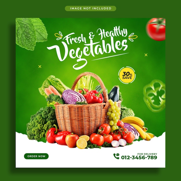 Vegetables social media promotion banner and Instagram post design template