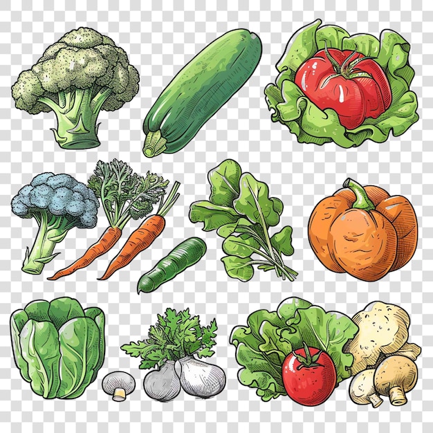 PSD vegetables transparent background watercolor clipart