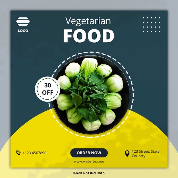 Vegetarian food social media template post