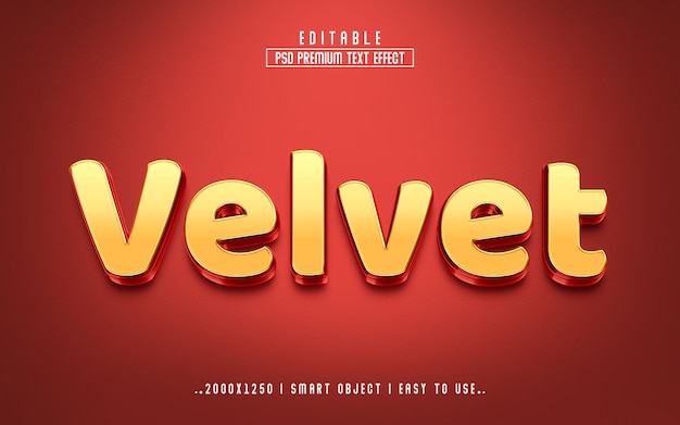 Velvet 3d Editable Text Effect PSD With  Premium Background