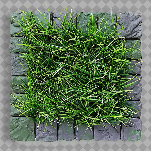 Velvet Bentgrass With Amethyst and Lilac Colored Stone Borde PNG Green Texture Background