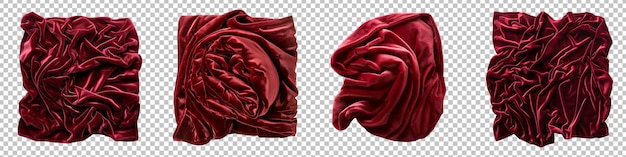 Velvety Plush Throw Blanket in Deep Burgundy Set Isolated on Transparent Background