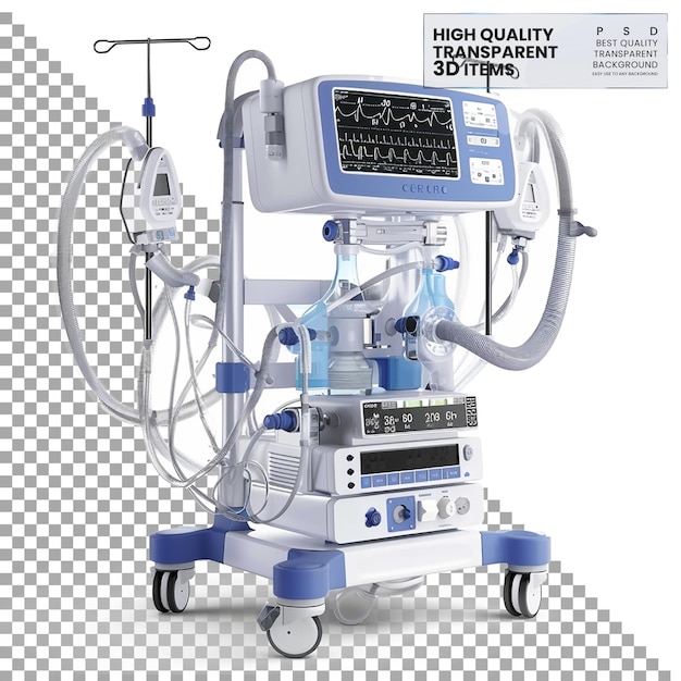 PSD ventilators assist or replace spontaneous breathing on transparent background