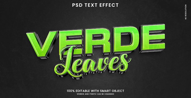 Verde 3d text effect template