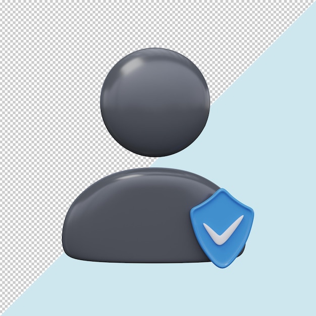 Verified secure user icon 3D render Premium PSD