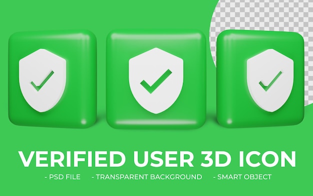 Verified User or verification Icon 3D rendering