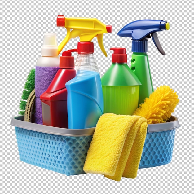 PSD versatile automotive cleaning supplies isolated on transparent background