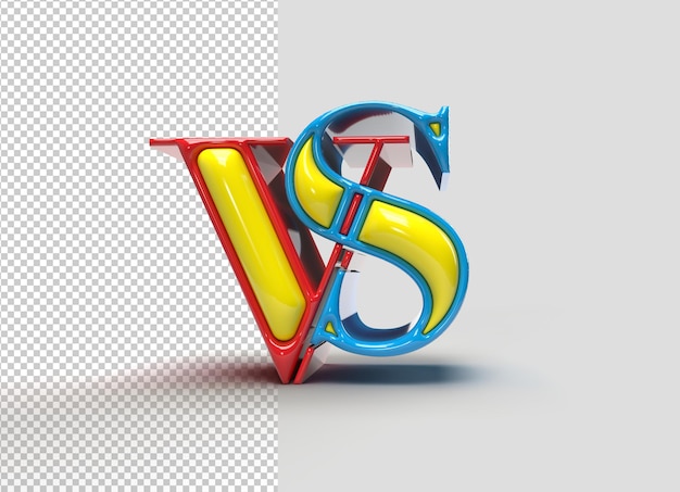 PSD versus sign letter 3d logo