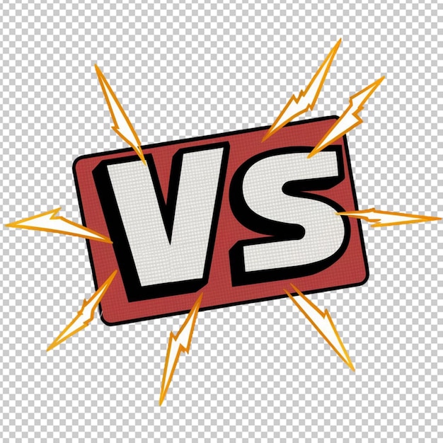 Versus Sign with Lightning Background in Retro Comics Style isolated on transparent background