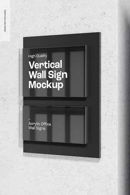 Vertical Acrylic Wall Sign Mockup, Low Angle View