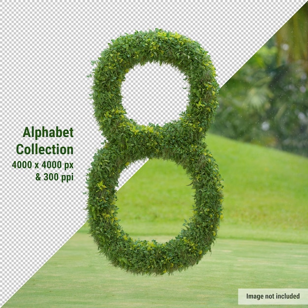 Vertical Alphabet of garden tree and green leaves, Letter 8