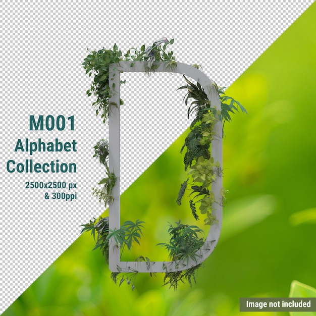 Vertical alphabet with green organic concept