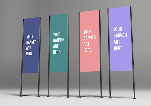 PSD vertical banner event promotion mockup display inifinty stuio background isolated stand sign