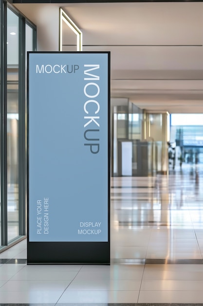 Vertical banner mockup in  building interior