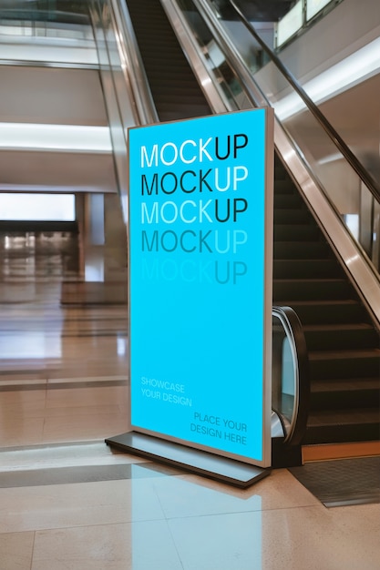 Vertical banner mockup in  building interior