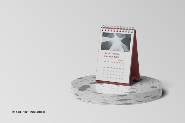 Vertical desk calendar on podium mockup