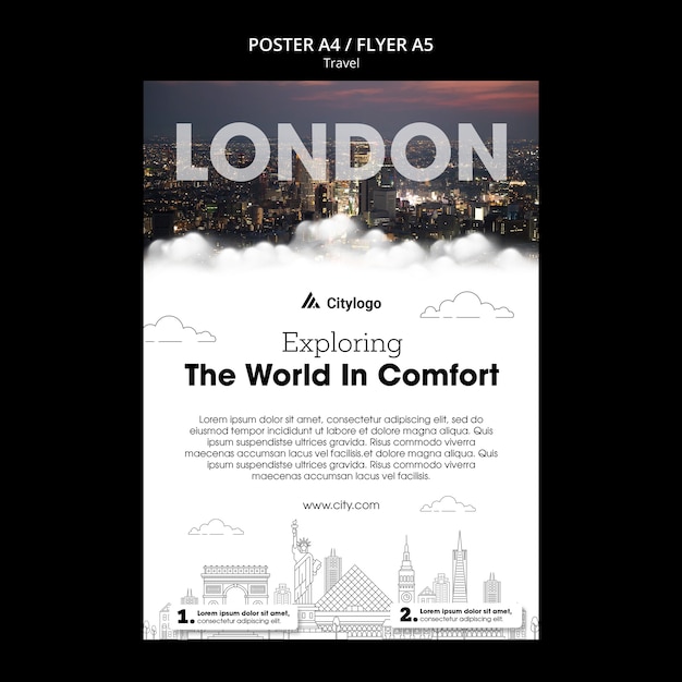 Vertical flyer template for city traveling