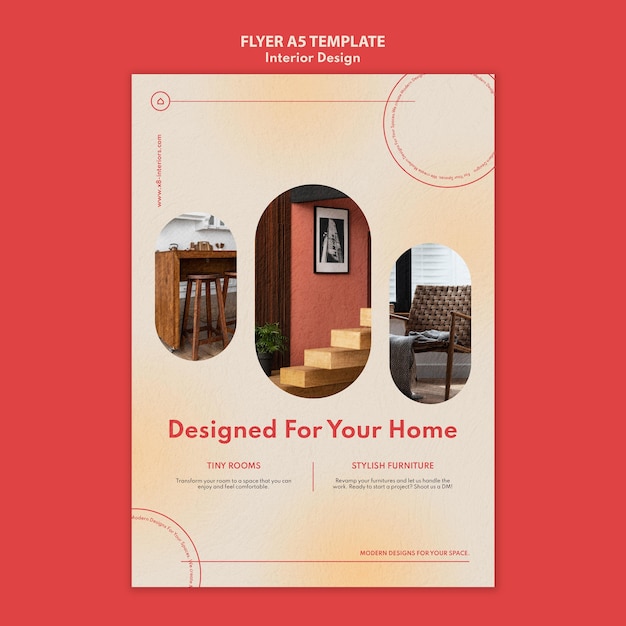 Vertical flyer template for interior design