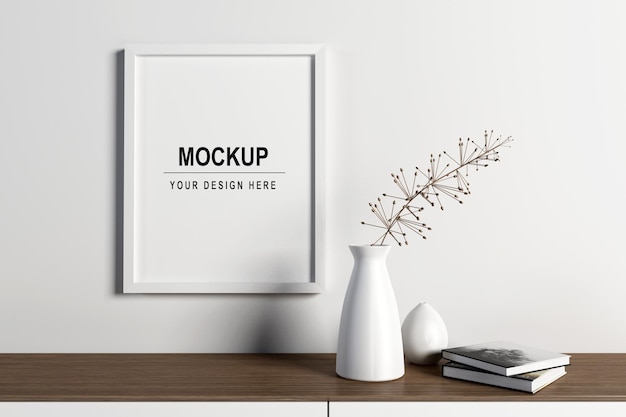 Vertical frame mockup design in 3d rendering