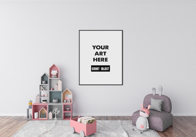 Vertical frame mockup in kids room