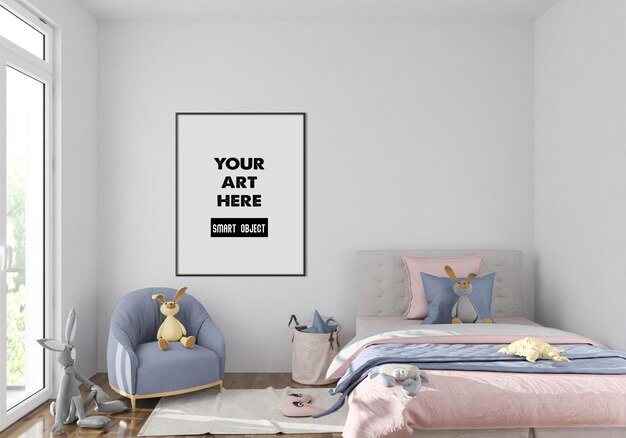 Vertical frame mockup in kids room