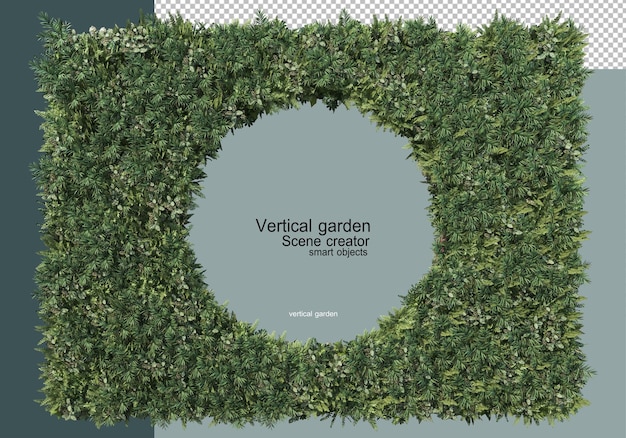 Vertical garden with a wide variety of plants