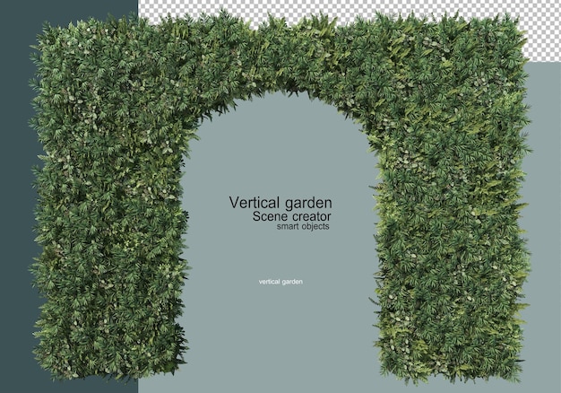 Vertical garden with a wide variety of plants